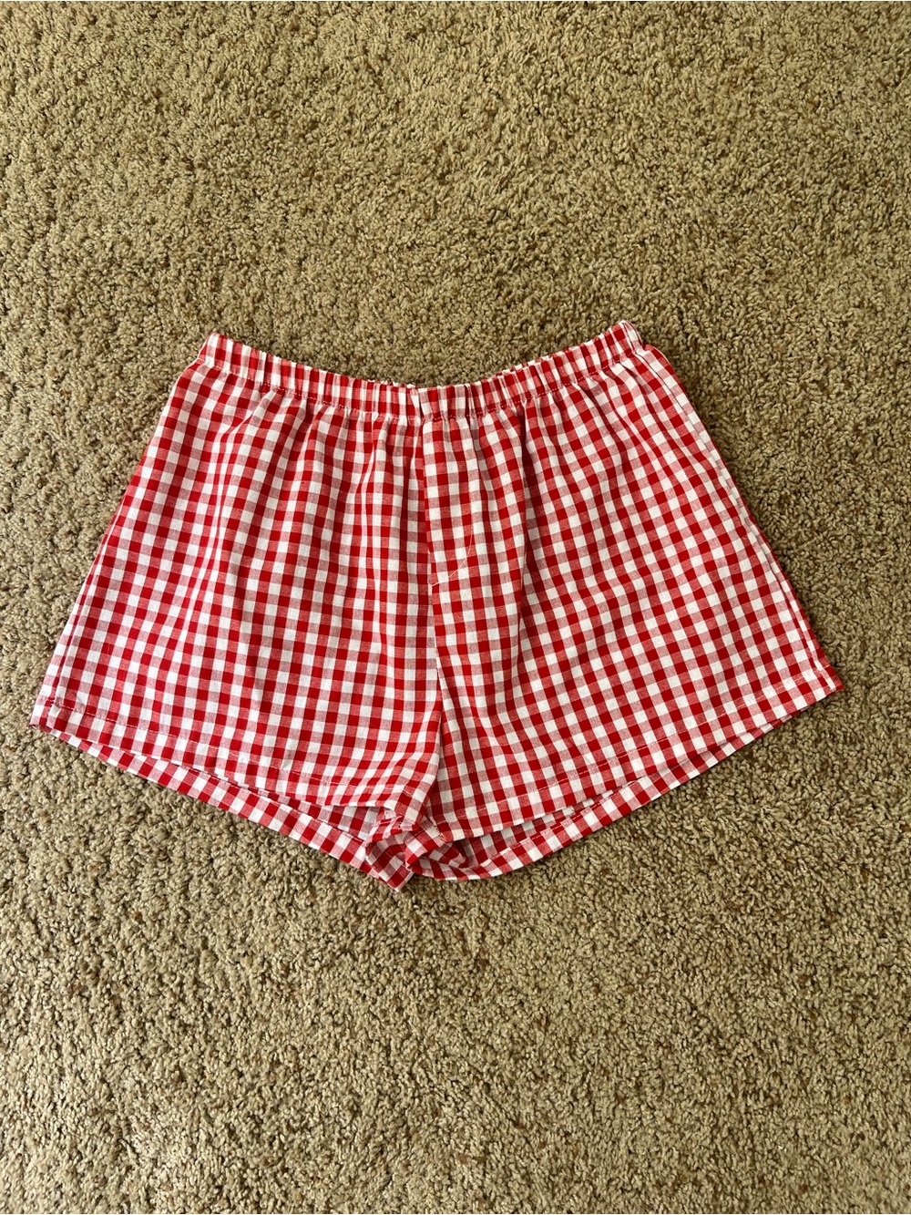 Women’s Red Gingham Elastic Waist Shorts